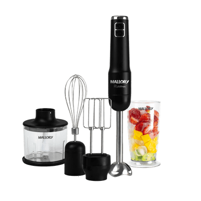 Mixer Mallory Multifree - 4 em 1, 14.000 RPM, Bateria de Longa Duração, Função Pulsar e Turbo, Lâminas de Aço Inox, Copo Ultra Resistente