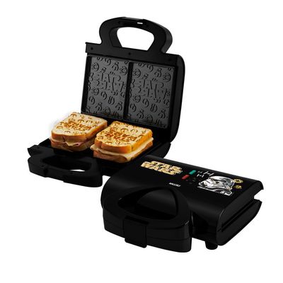 Sanduicheira Elétrica Mallory Star Wars Empire Plates, Superfície Antiaderente, Luzes LED, Alça com Toque Frio, Trava de Segurança